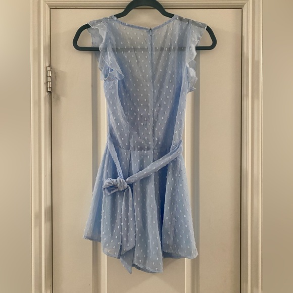 Lucy in the Sky Blair Front Tie Romper in Blue Dots - Picture 3 of 3